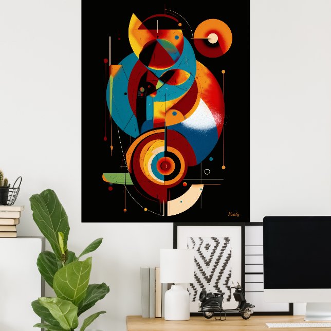 Poster Resonant Axis – Minimal Geometric Constructivism (Escritório em casa)