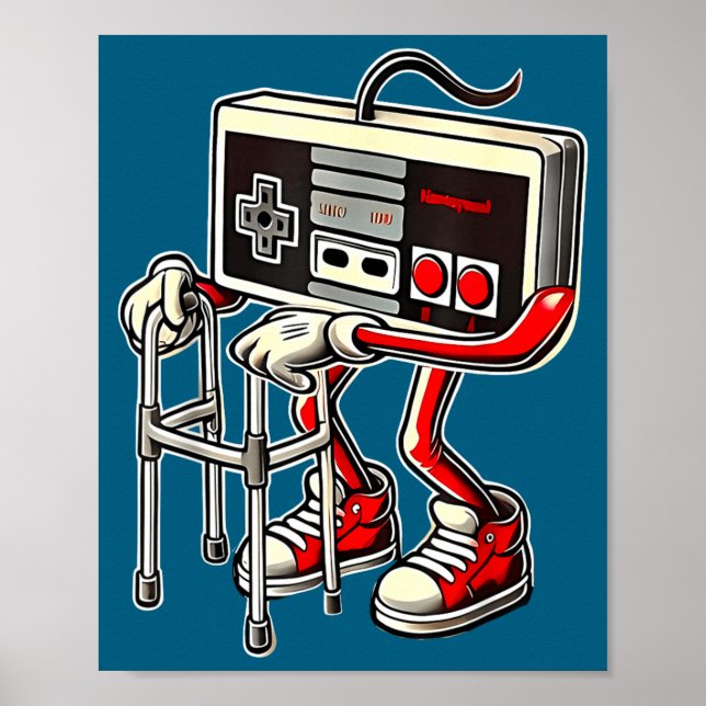 Poster Respect Your Elders Retro Gaming Funny Gamer Contr (Frente)