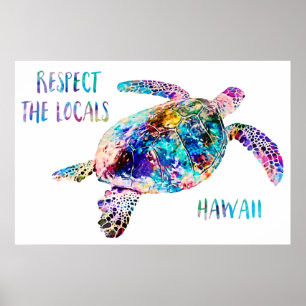 Poster Respeite a citação de Tie Dye Beach de Tartaruga