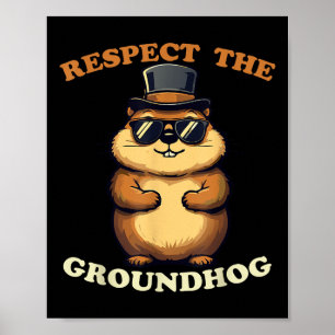 Poster Respeite O Dia De Celebração De Groundhog Com