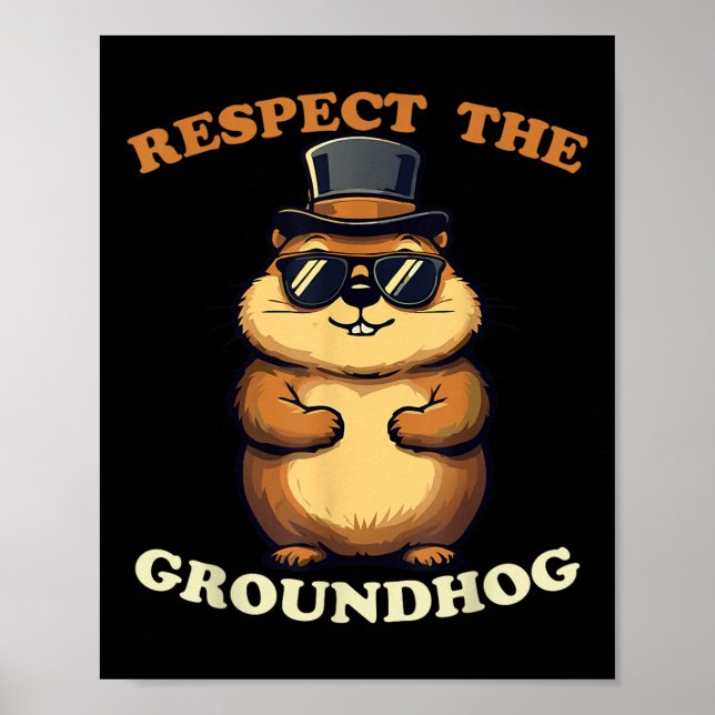 Poster Respeite O Dia De Celebração De Groundhog Com (Frente)