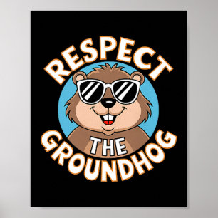 Poster Respeite O Dia Do Groundhog Quirky Premium
