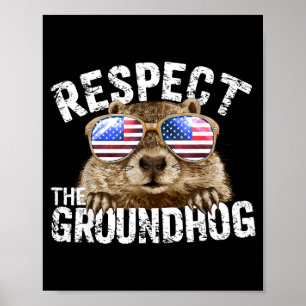 Poster Respeite O Groundhog Engraçado Dia Do Ground-hog E