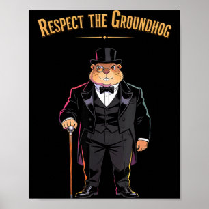 Poster Respeite O Groundhog Engraçado Woodchuck E Marmota