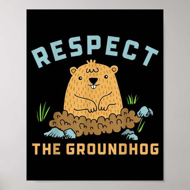 Poster Respeite O Groundhog Imagem Divertida De Marmota  (Frente)