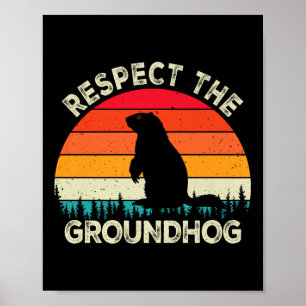 Poster Respeite Os Roedores Do Dia Da Marmota Cute Retro