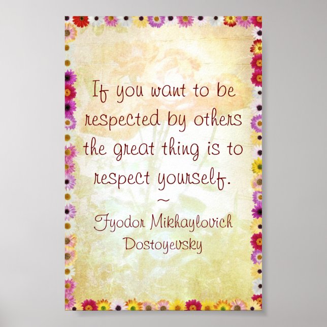 Póster Respeite-se (citação de Dostoyevsky) (Frente)