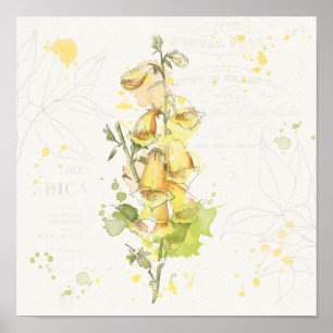 Póster Respingo amarelo floral