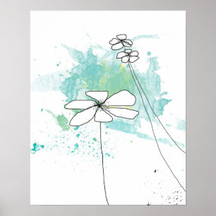 Póster Respingo-Poster floral azul