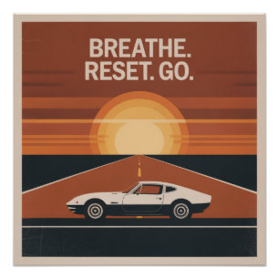 Póster Respire. Reinicie. Vá