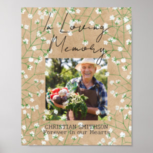 Poster Respiro de Bebê Boho Rústico Em Memória de Amor Ca