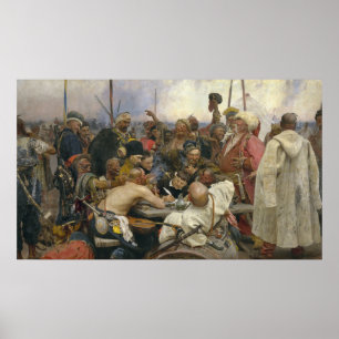 Póster Resposta de Ilya Repin dos Cossacks de Zaporozhian