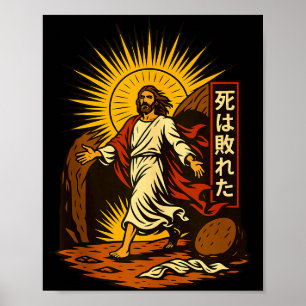 Poster Ressurreição de Jesus Arte de Mangá Cristã Morte D
