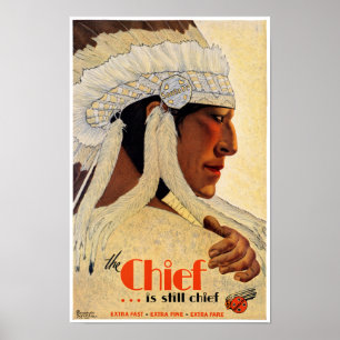Poster restaurado chefe das viagens vintage de