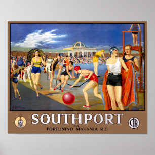 Poster restaurado Southport das viagens vintage de