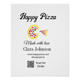 Póster Restaurante de pizza café pizzaria digitalize códi