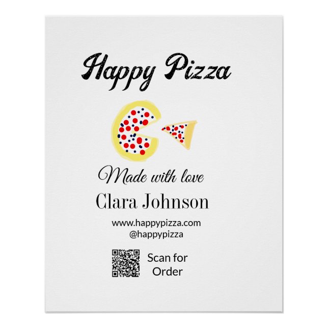 Póster Restaurante de pizza café pizzaria digitalize códi (Frente)