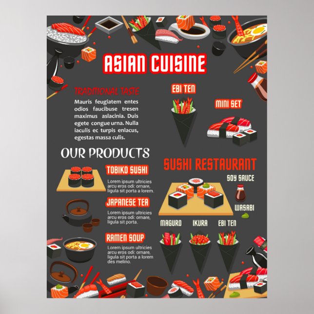 Poster restaurante japonês de sushi bar (Frente)