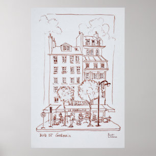 Póster Restaurante no Boulevard   Saint-Germain, Paris