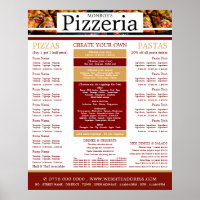 Restaurante Pizza, Menu Pizzeria