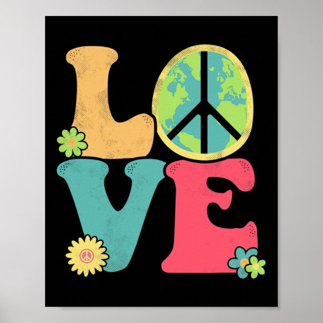 Poster Restaurar Sinal de Paz do Dia da Terra Amor Hippie (Frente)