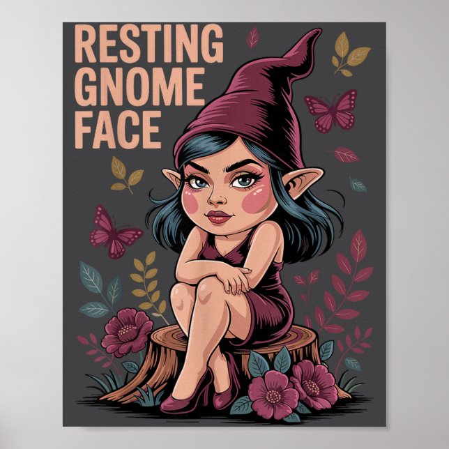 Poster Resting Gnome Face Cute Funny Christmas Kawaii Car (Frente)