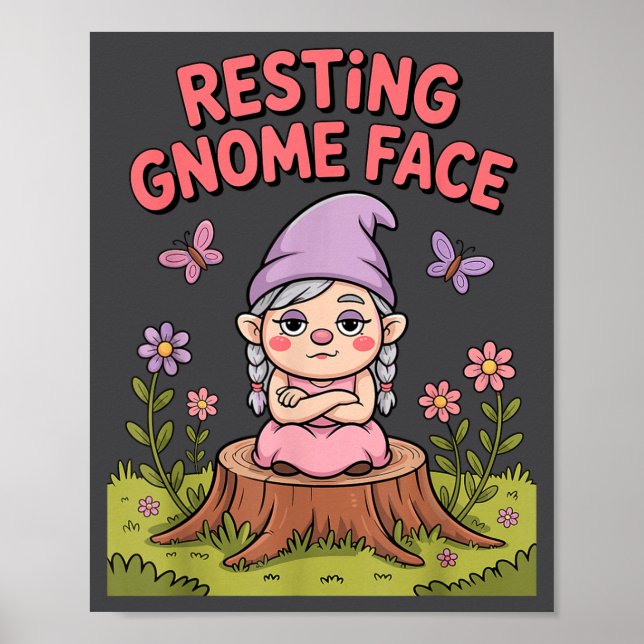 Poster Resting Gnome Face Cute Funny Christmas Kawaii Car (Frente)