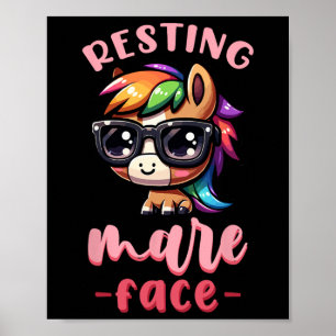 Poster Resting Mare Face I Equestrian Pony Horse Fan