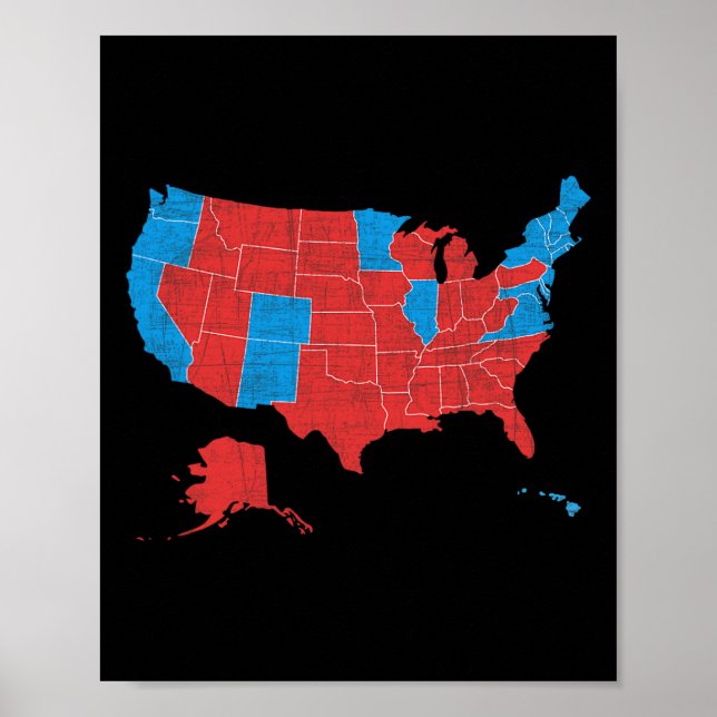 Poster Resultados eleitorais de 2024 Mapa da vitória Trum (Frente)