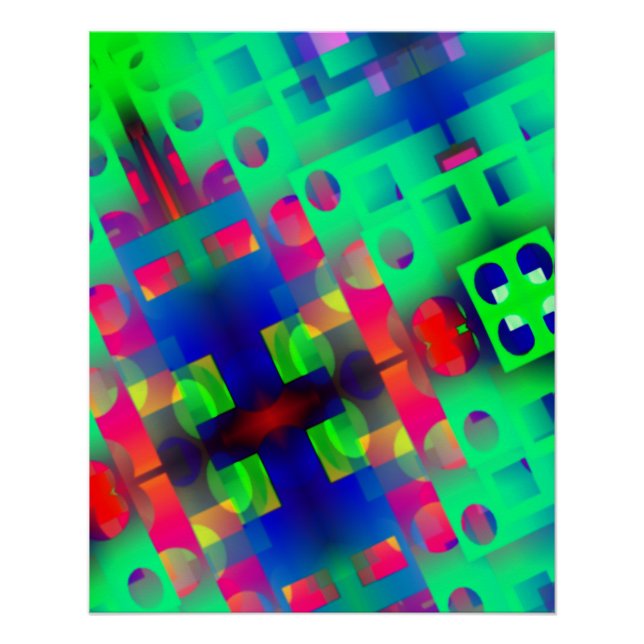 Póster Retângulos coloridos com orifício, soltos no centr (Frente)