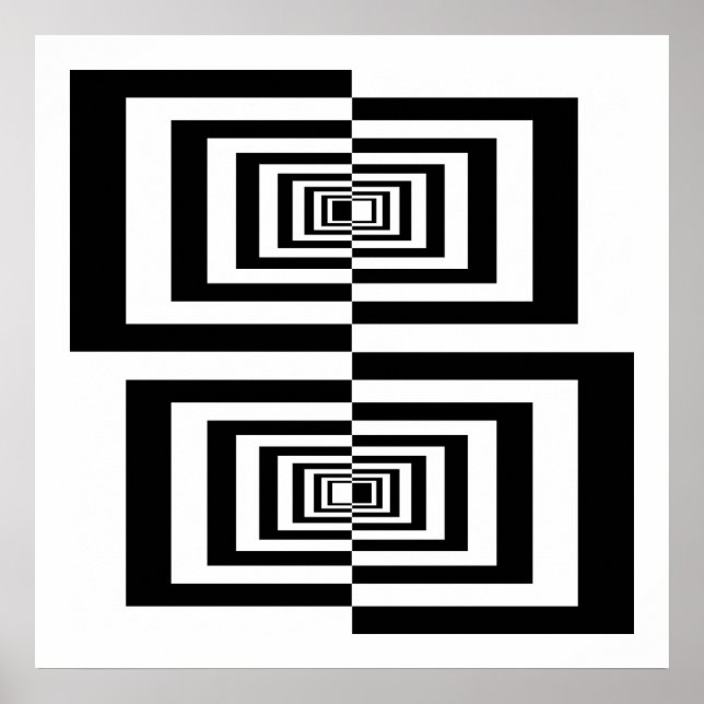 Poster Retângulos Geométricos Abstratos Preto e Branco Mo (Frente)