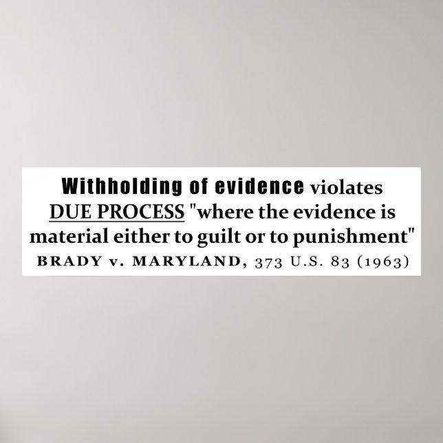 Póster Retenção de Evidence Brady/Maryland (Frente)