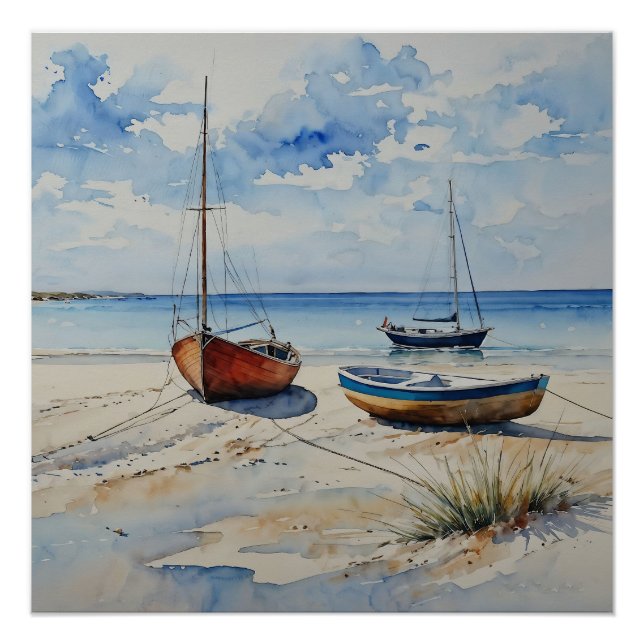 Póster "Retirada do Oceano". Uma paisagem Colorida De Bar (Frente)