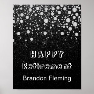 Poster Retirada Prata Confetti Stars em Preto