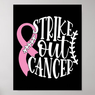 Poster Retirar o Cancer de Mama Baseball Combater a Consc