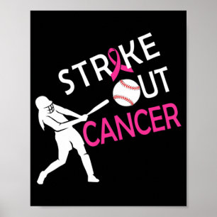 Poster Retirar o Cancer de Mama Baseball Combater a Consc