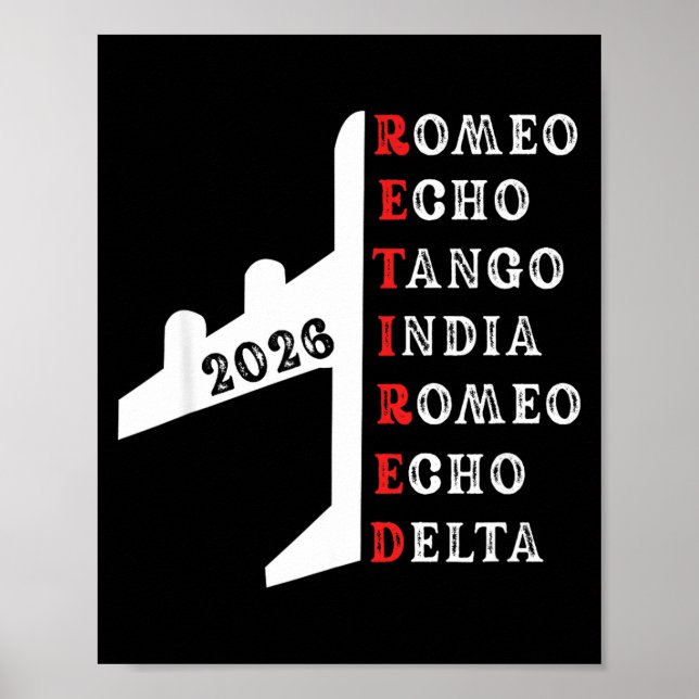 Poster Retired Lot 2026 Phonetic Alphabet Retirement Gift (Frente)