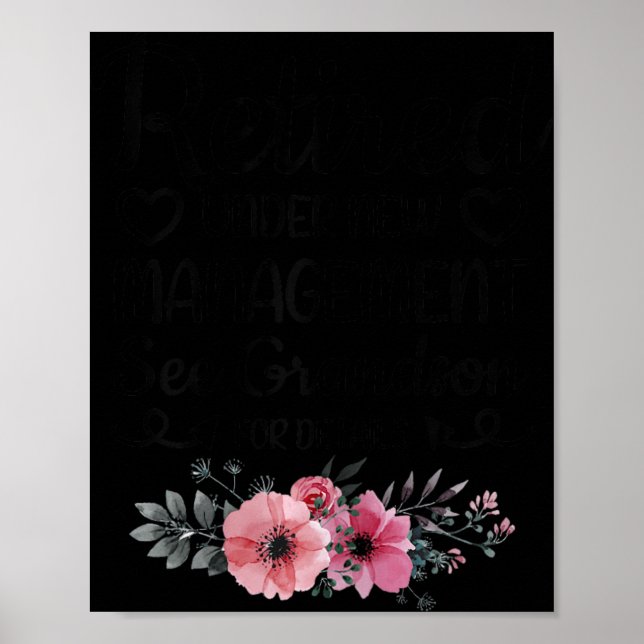 Poster Retired Under New Management Grandson Funny Grandm (Frente)