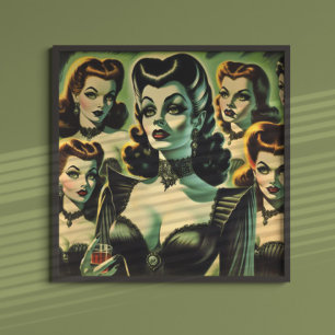 Poster Retr Góthic Witch Girls