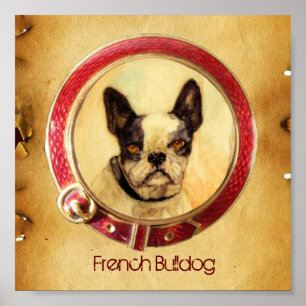 Póster RETRA TOS MINIATURA VITORIANOS DE CÃES Bulldog Fra