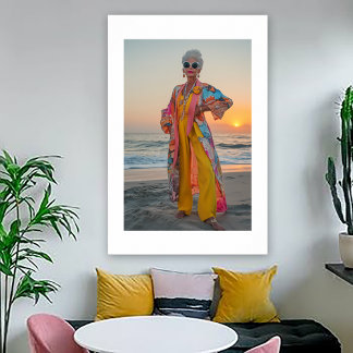Poster Retrato à Beira-Mar de Mulher Extravagante