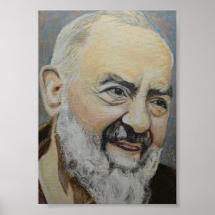 Poster Retrato a óleo de St. Padre Pio de Pietrelcino