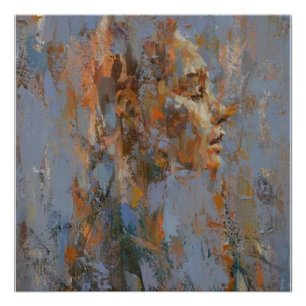 Póster retrato, abstração, aquarela, arte, decor