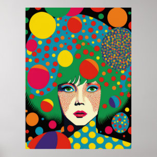 Poster Retrato abstrato com Polkadots