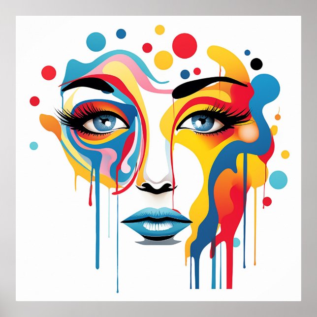 Poster Retrato abstrato de uma mulher (Frente)