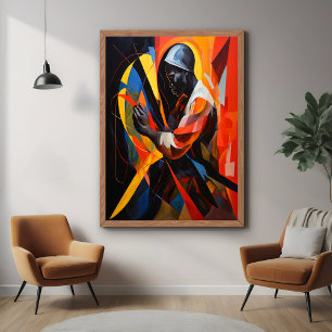 Poster Retrato abstrato em cores vibrantes Arte moderna