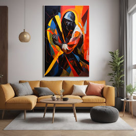 Póster Retrato abstrato em cores vibrantes Arte moderna