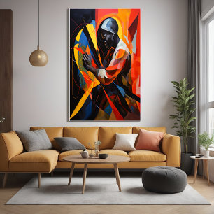 Póster Retrato abstrato em cores vibrantes Arte moderna