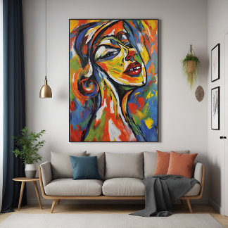 Póster Retrato Abstrato Negrito - Arte Expressionista