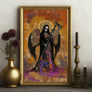 Poster Retrato Abstrato Surrealista Místico de Santa Mort